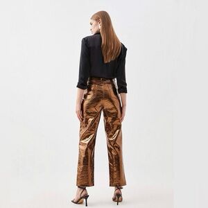 Women's Pants - Sofie the Label By Lala Golden Metallic Straight Fit Pants Med